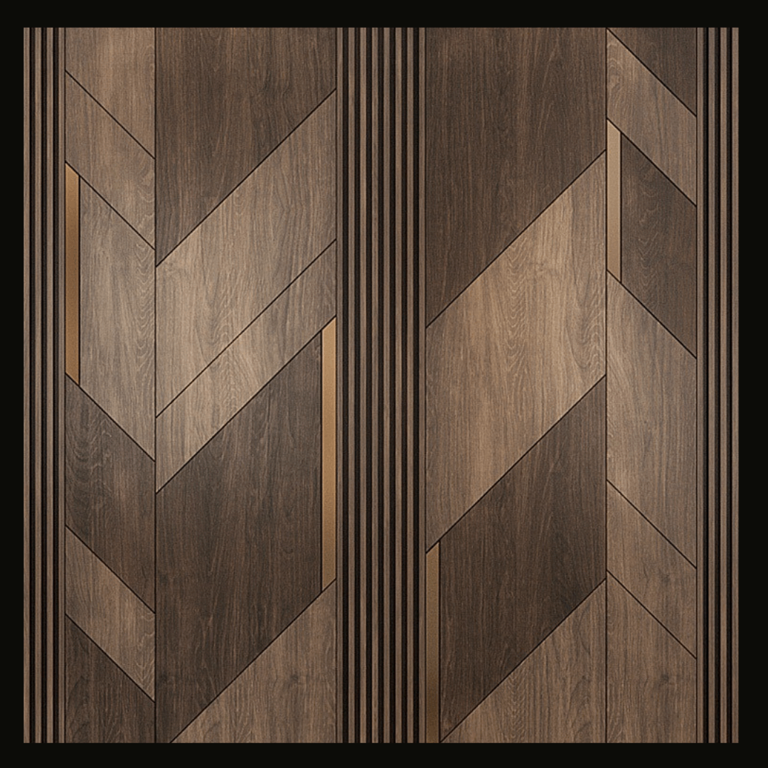 Chevron Wood Wall Cladding with Metallic Accents – WC-017 - Provance Decoration