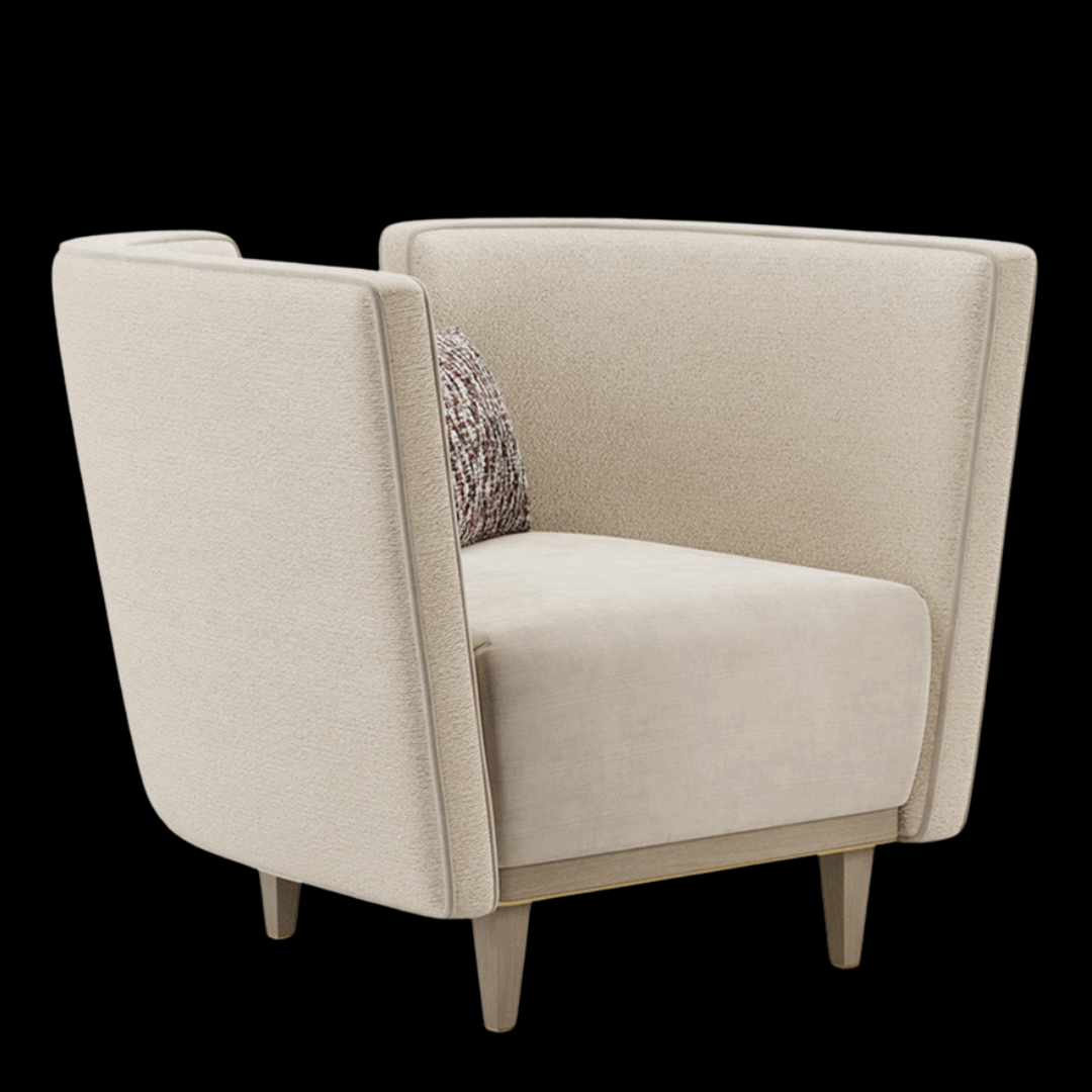 Contemporary Beige Accent Chair with Unique Winged Back | Provance - Provance Decoration