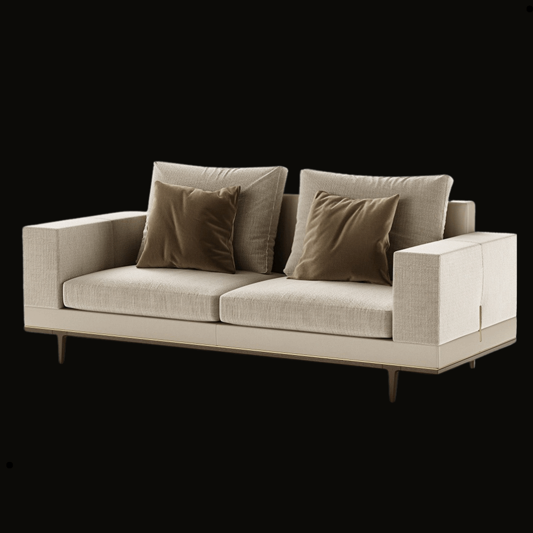 Contemporary Beige Sofa with Brown Velvet Accent Cushions - Provance Decoration