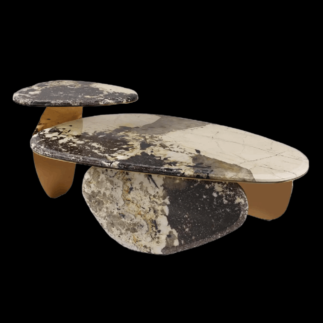 Contemporary Marble Coffee Table with Luxe Gold Accents | Provance - Provance Decoration
