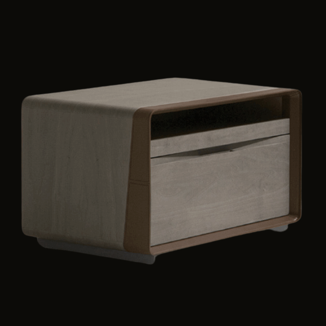 Contemporary Two-Drawer Night Table with Sleek Wood Finish - Handcrafted Bedside Table - Provance Decoration