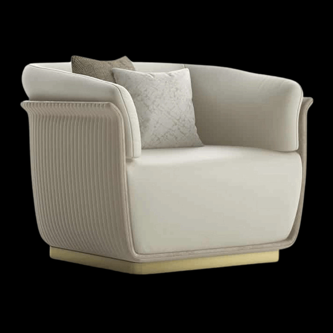 Luxurious Beige Armchair with Sculpted Curves | Provance - Provance Decoration