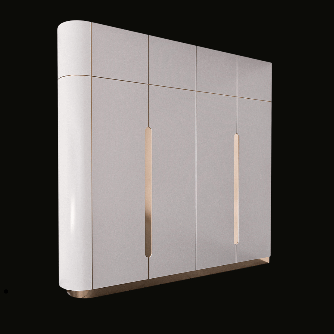 Luxury Sliding Door Wardrobe with Textured Finish and Gold Accents - Handcrafted Modern Closet - Provance Decoration