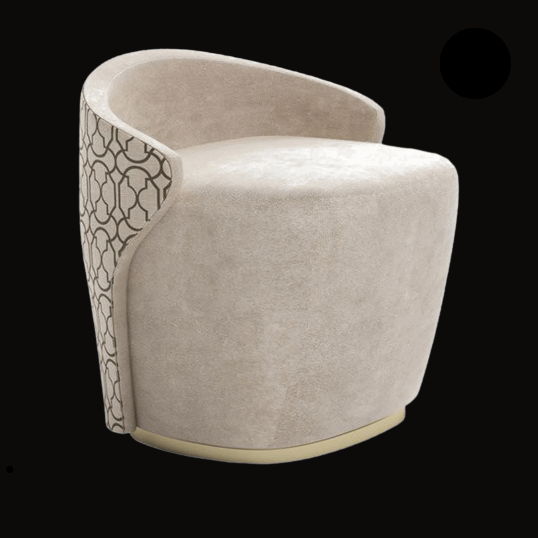 Luxury Upholstered Swivel Accent Chair with Patterned Backrest - Provance Decoration