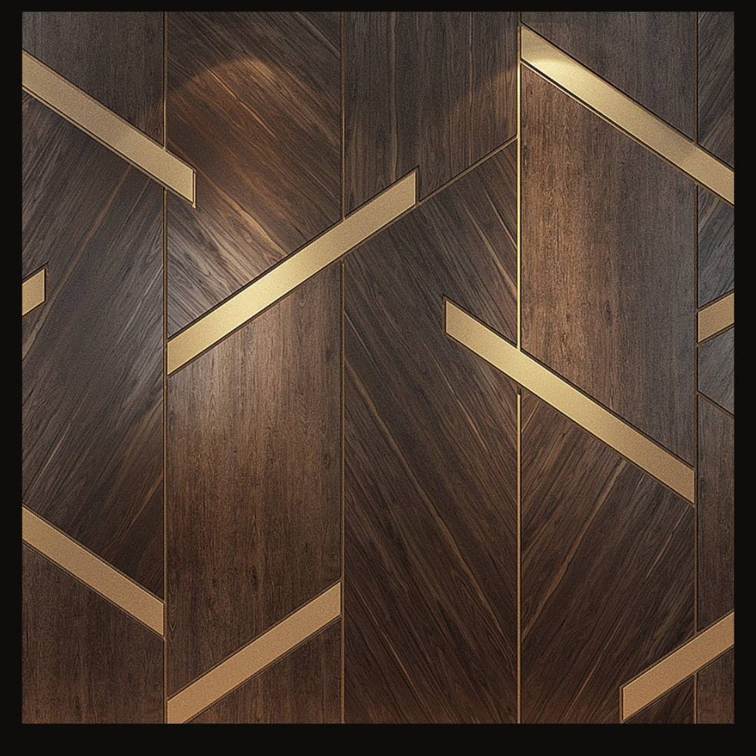 Luxury Wood Wall Cladding with Gold Inlay Detailing – WC-019 - Provance Decoration