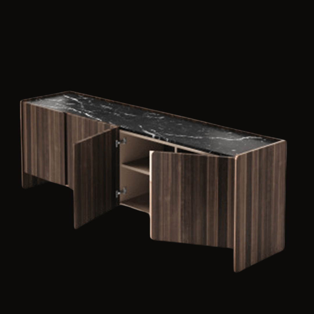 Luxury Wooden Buffet with Marble Top and Metal Accents - Provance Decoration