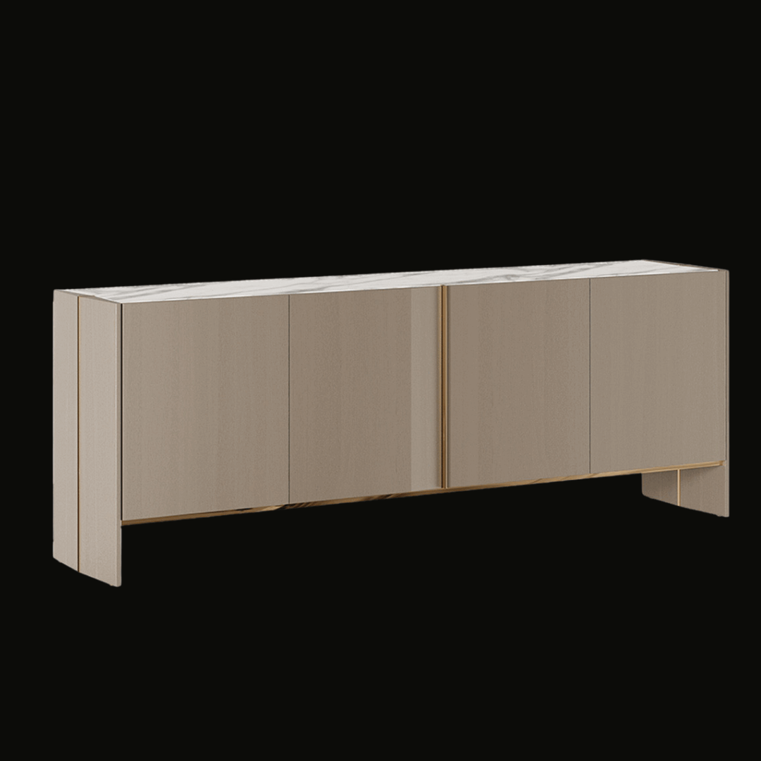 Minimalist Beige Buffet Sideboard – Elegant Design with Marble Top - Provance Decoration