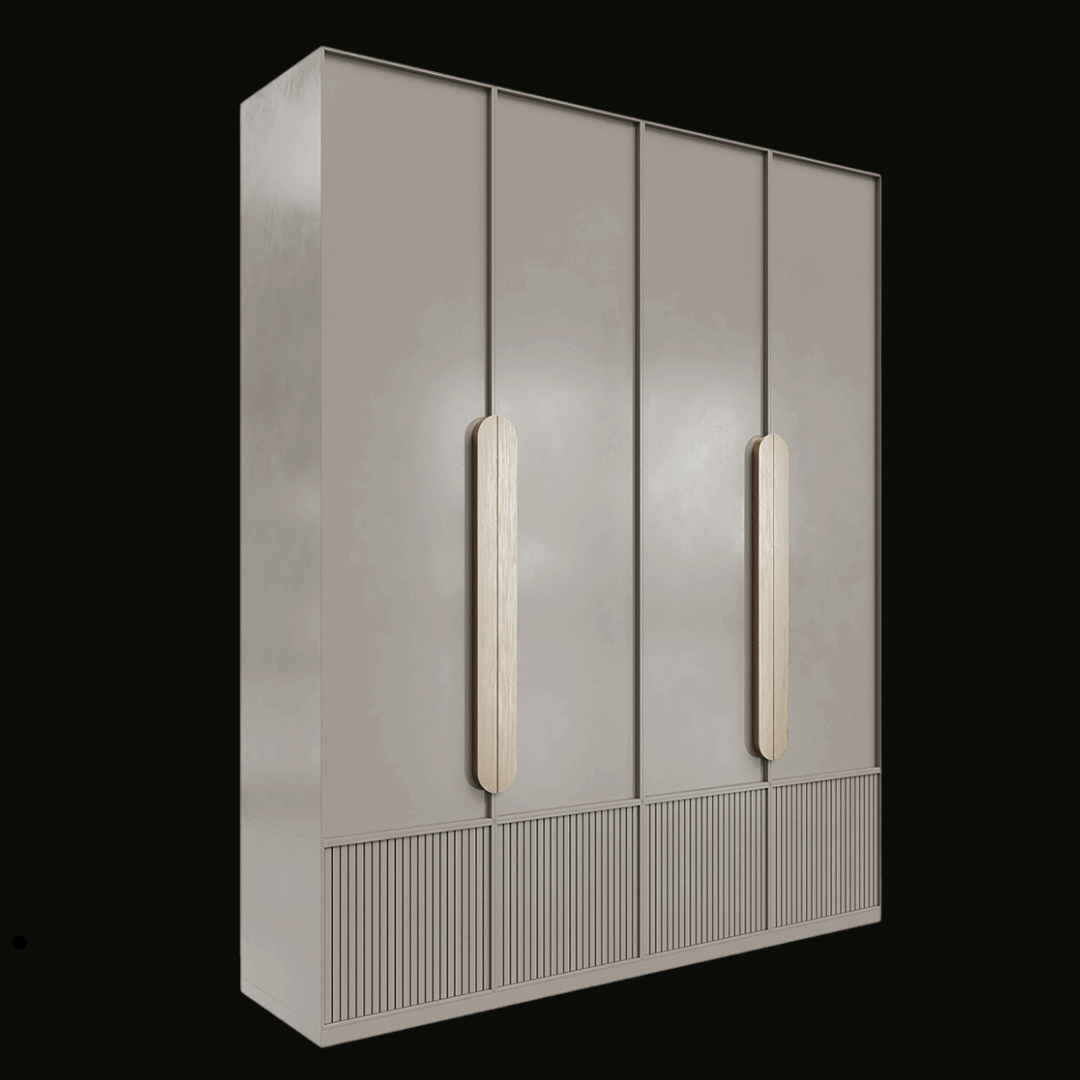 Modern Minimalist Wardrobe with Beige Finish and Vertical Handles - Handcrafted Contemporary Closet - Provance Decoration