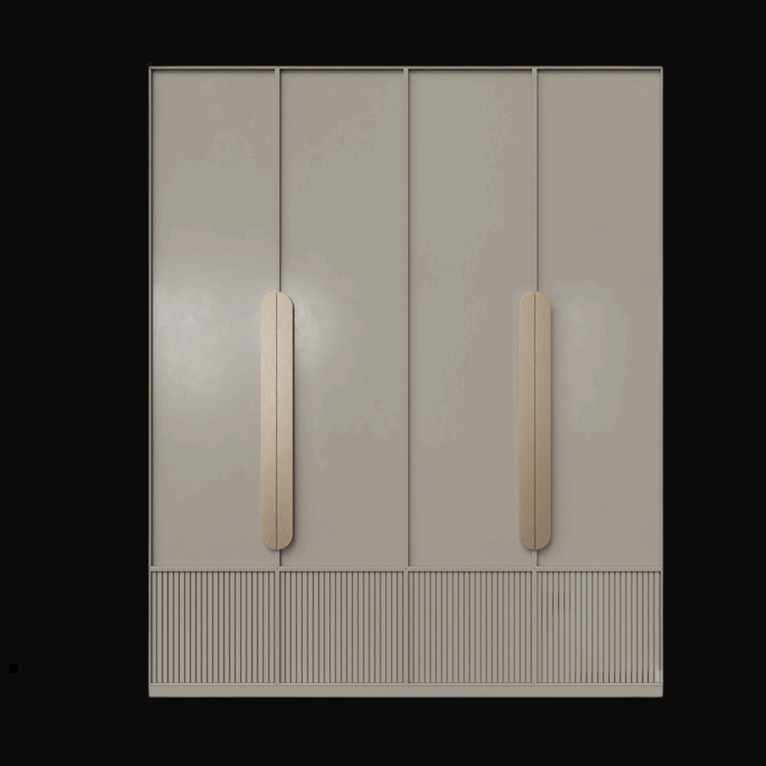 Modern Minimalist Wardrobe with Beige Finish and Vertical Handles - Handcrafted Contemporary Closet - Provance Decoration