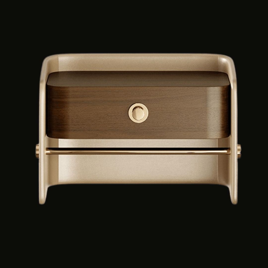Modern Bedside Table with Walnut Drawer and Gold Accents - Handcrafted Nightstand - Provance Decoration