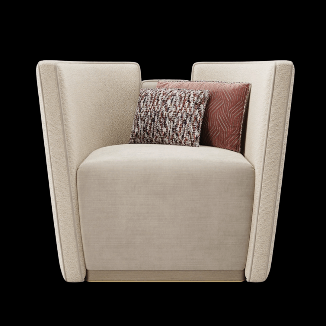 Modern Beige Armchair with Accent Pillows | Luxurious Seating for Contemporary Homes - Provance Decoration