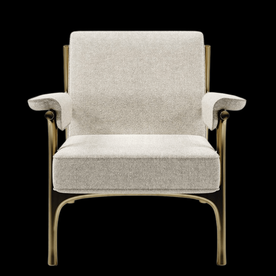 Modern Beige Armchair with Brass Frame |Provance - Provance Decoration