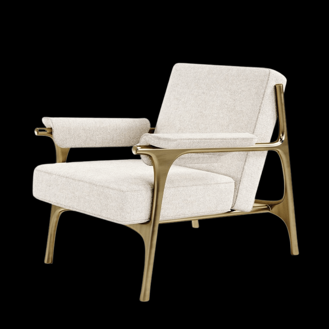Modern Beige Armchair with Brass Frame |Provance - Provance Decoration
