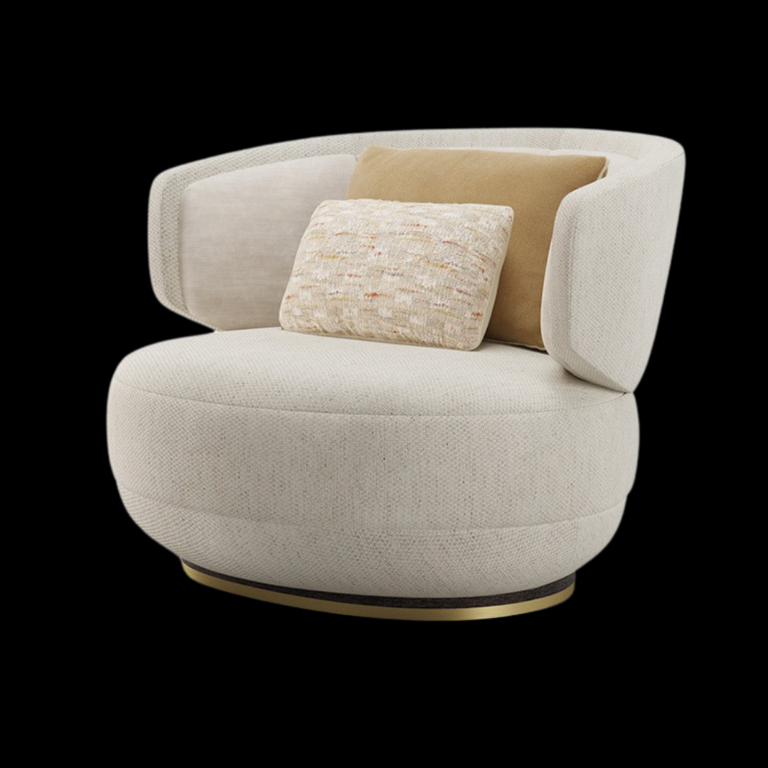 Modern Beige Swivel Armchair with Cushions | Provance - Provance Decoration