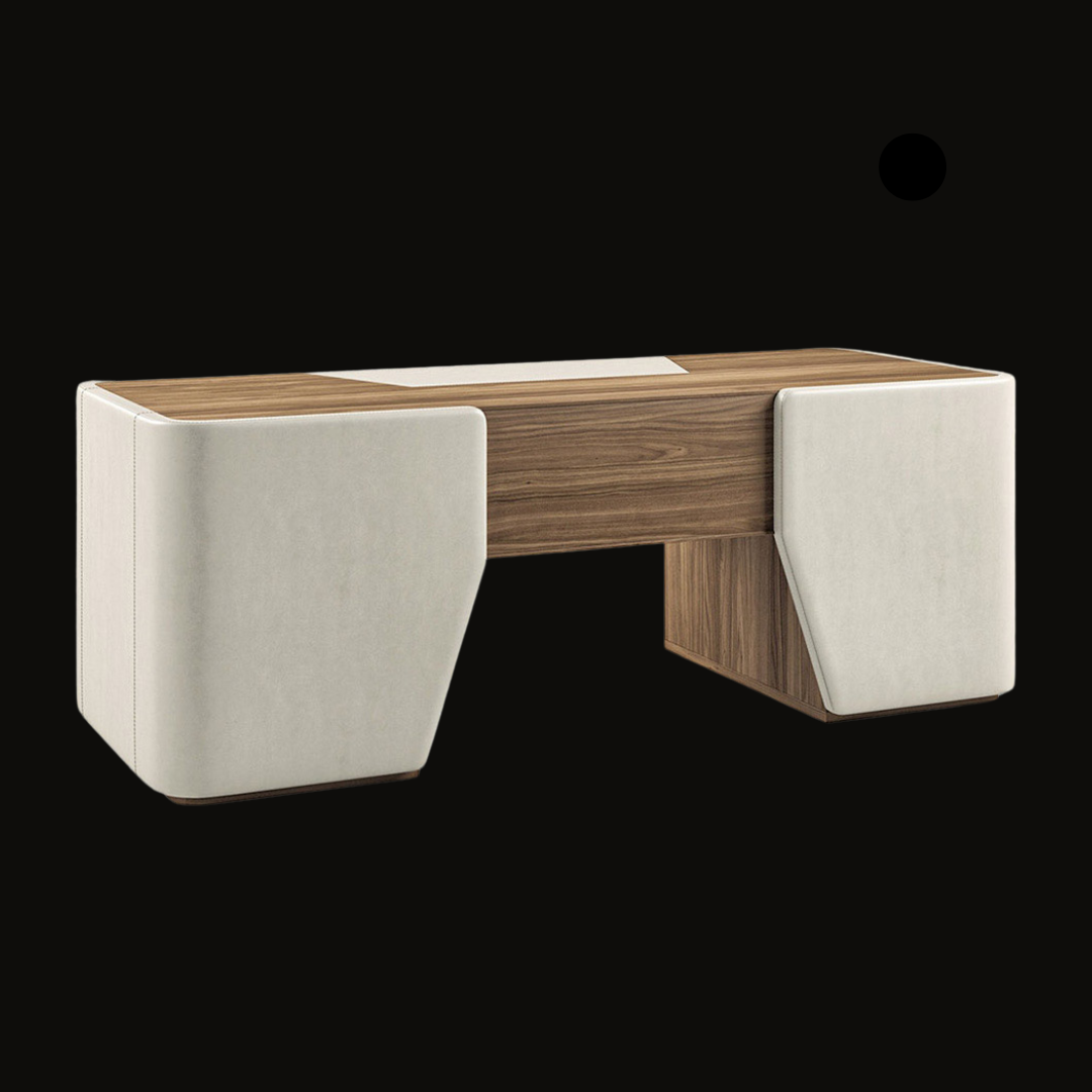 Modern Executive Office Desk – Wood and Upholstered Panel Design - Provance Decoration