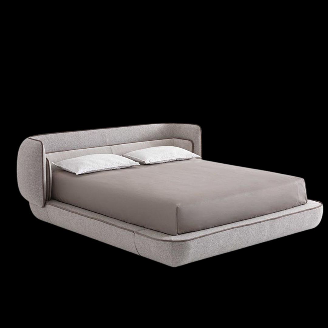 Modern Gray Curved Upholstered Bed with Plush Headboard | Contemporary Bedroom Furniture - Provance Decoration