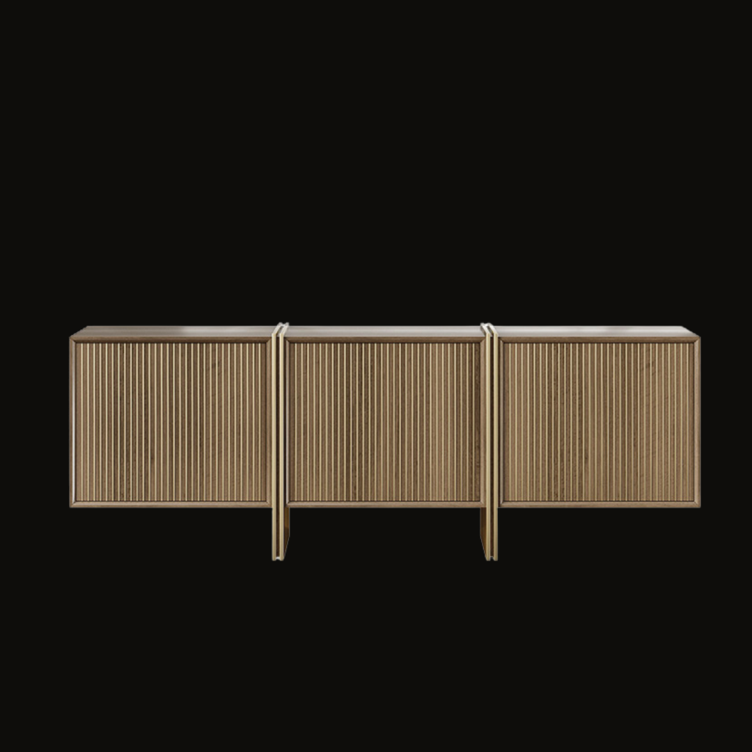 Modern Ribbed Buffet Cabinet – Elegant Storage Solution with Textured Design - Provance Decoration