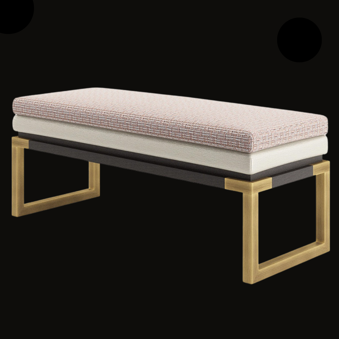 Modern Upholstered Bench with Geometric Metal Legs - Designer Bench for Living Rooms - Provance Decoration