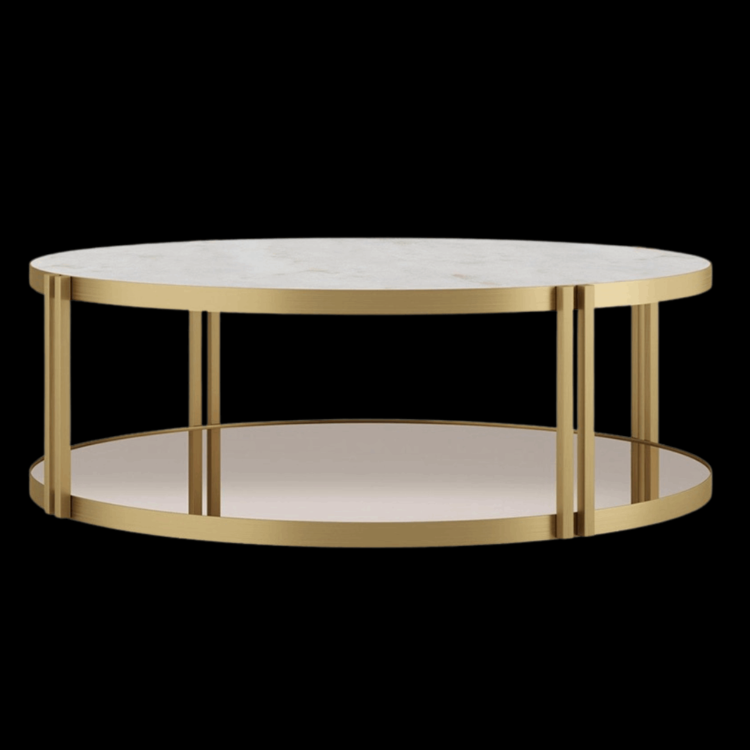 Round Coffee Table with Gold Base and Marble Top | Provance - Provance Decoration