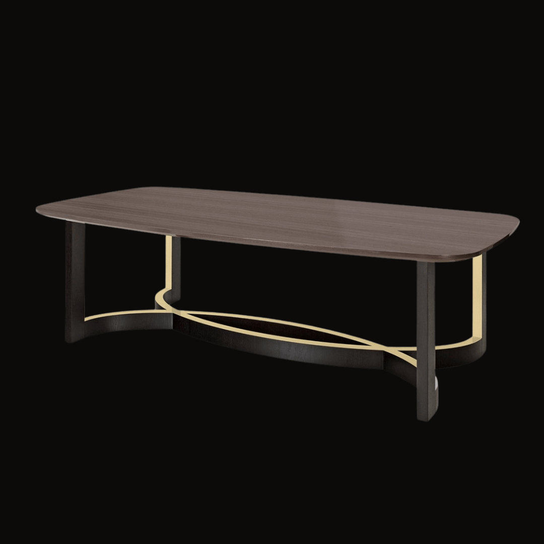 Wood Veneer Dining Table with Stainless Steel and Wooden Top - Provance Decoration
