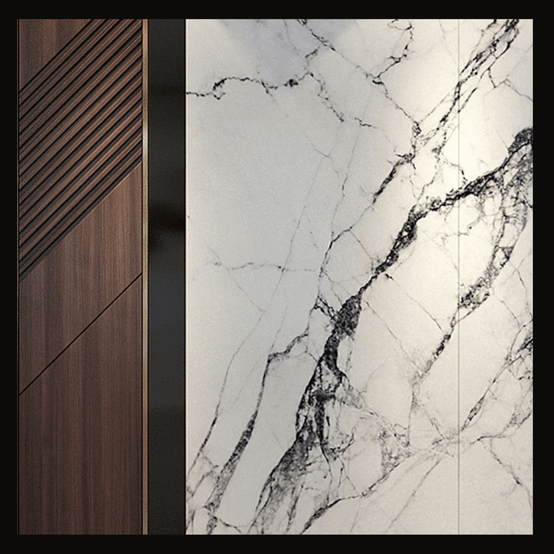 Wood, Stainless Steel, and Marble Glass Wall Cladding – WC-010 - Provance Decoration