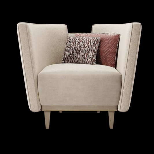Contemporary Beige Accent Chair with Unique Winged Back | Provance - Provance Decoration