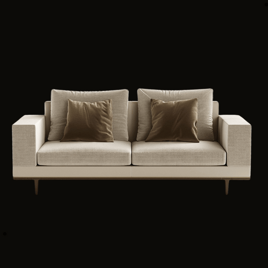 Contemporary Beige Sofa with Brown Velvet Accent Cushions - Provance Decoration