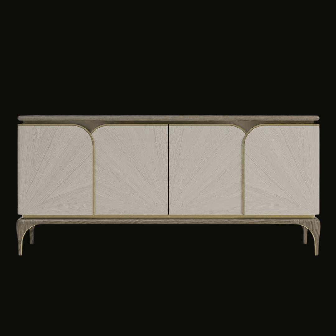 Elegant Light Wood Sideboard with Arched Detailing – Timeless Sophistication - Provance Decoration