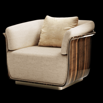 Luxurious Beige Fabric Armchair with Curved Arms | Provance - Provance Decoration