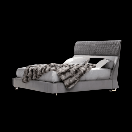 Luxurious Upholstered Gray Bed with Padded Headboard | Modern Bedroom Furniture - Provance Decoration