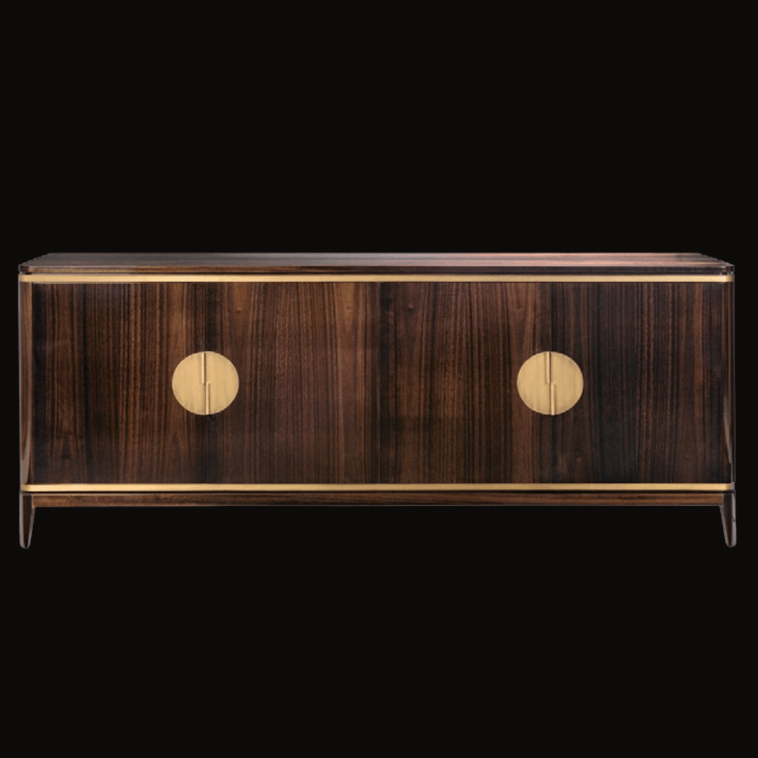 Luxury Dark Wood Buffet Cabinet – Sophisticated Storage with Gold Accents - Provance Decoration
