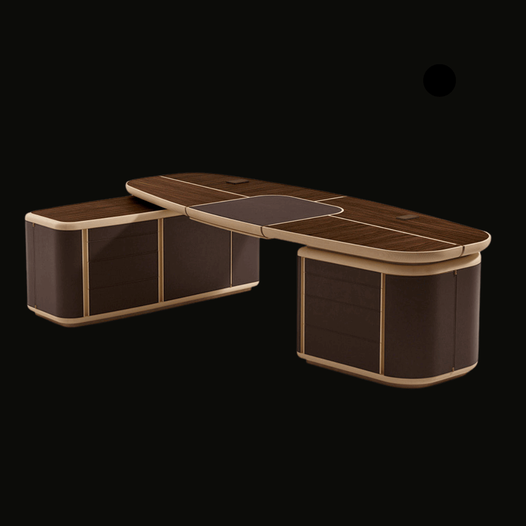Luxury Executive L-Shaped Desk with Rich Wood Finish and Ample Storage - Provance Decoration