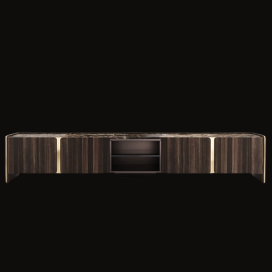Luxury Modern TV Unit with Marble Top and Wooden Finish - Provance Decoration