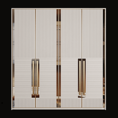 Luxury Textured Wardrobe with Gold Vertical Handles - Handcrafted Modern Closet - Provance Decoration