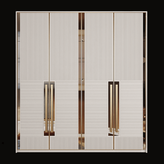 Luxury Textured Wardrobe with Gold Vertical Handles - Handcrafted Modern Closet - Provance Decoration