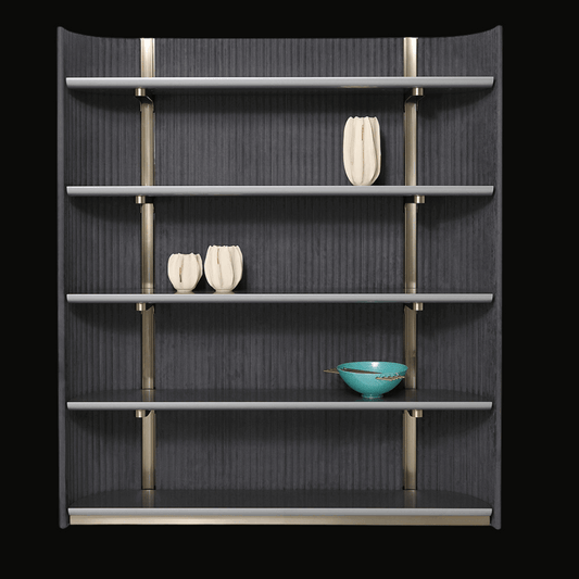 Luxury Vertical Shelving Unit with Brass Accents – SSU-035 - Provance Decoration