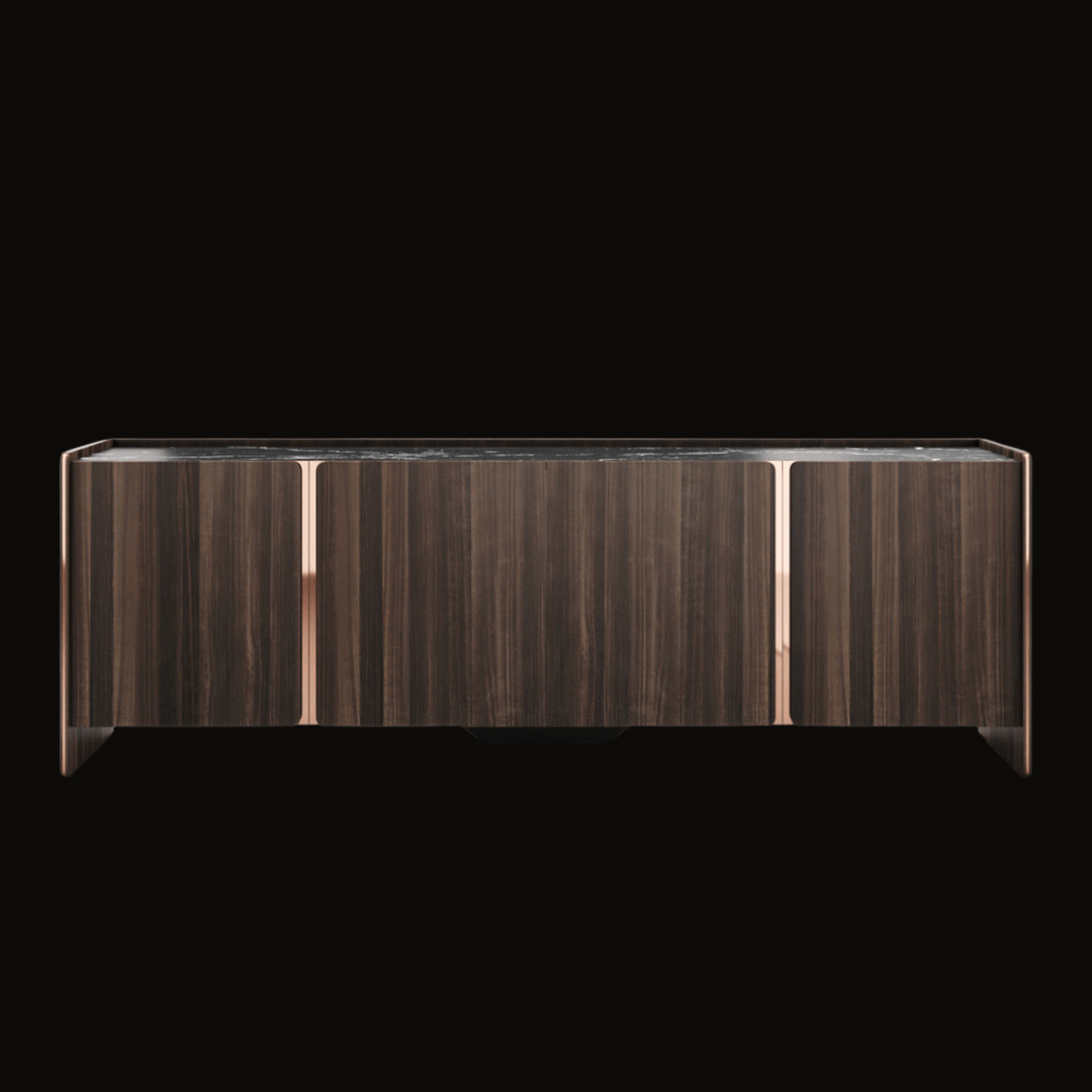 Luxury Wooden Buffet with Marble Top and Metal Accents - Provance Decoration