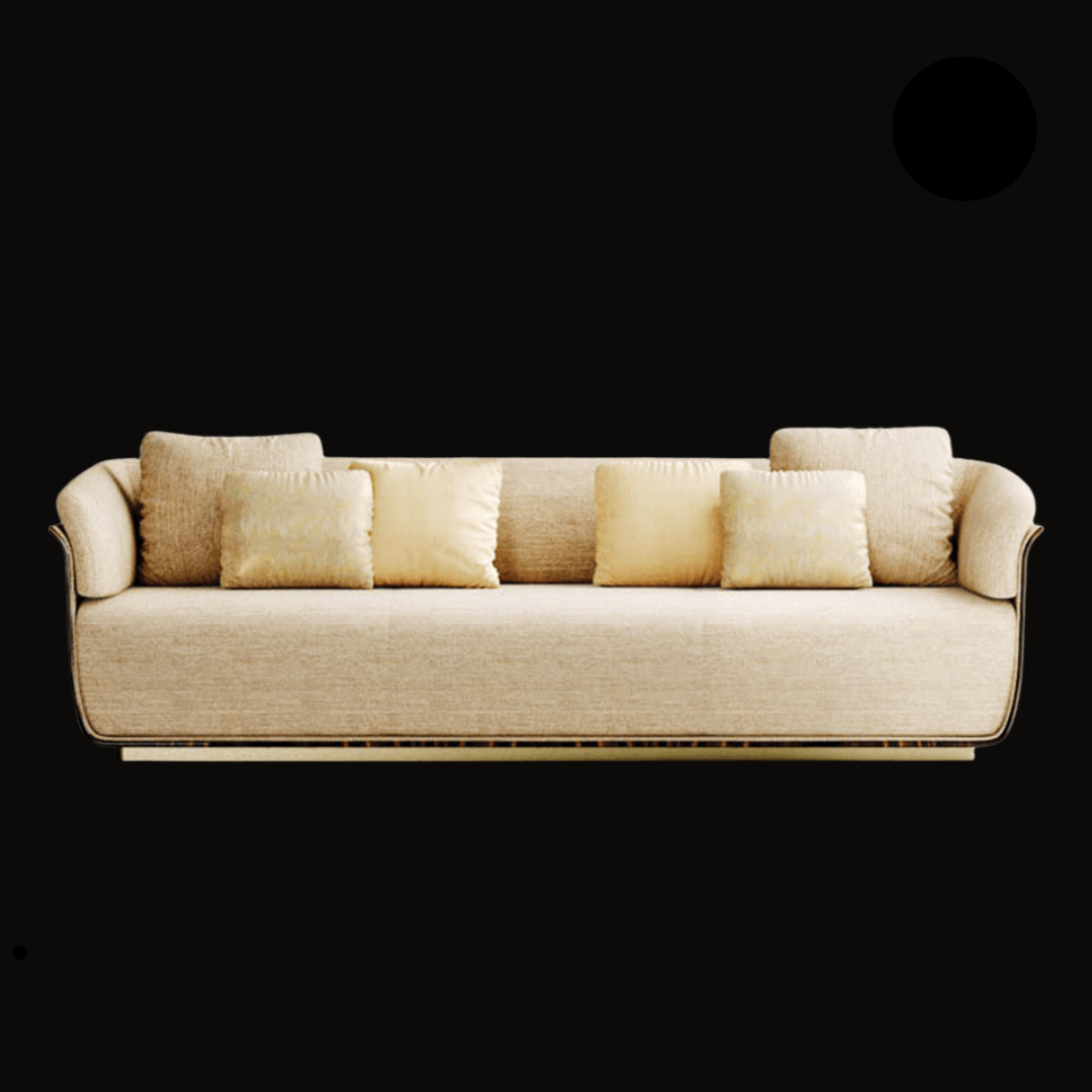 Luxury beige upholstered sofa with gold accents – modern living room furniture - Provance Decoration