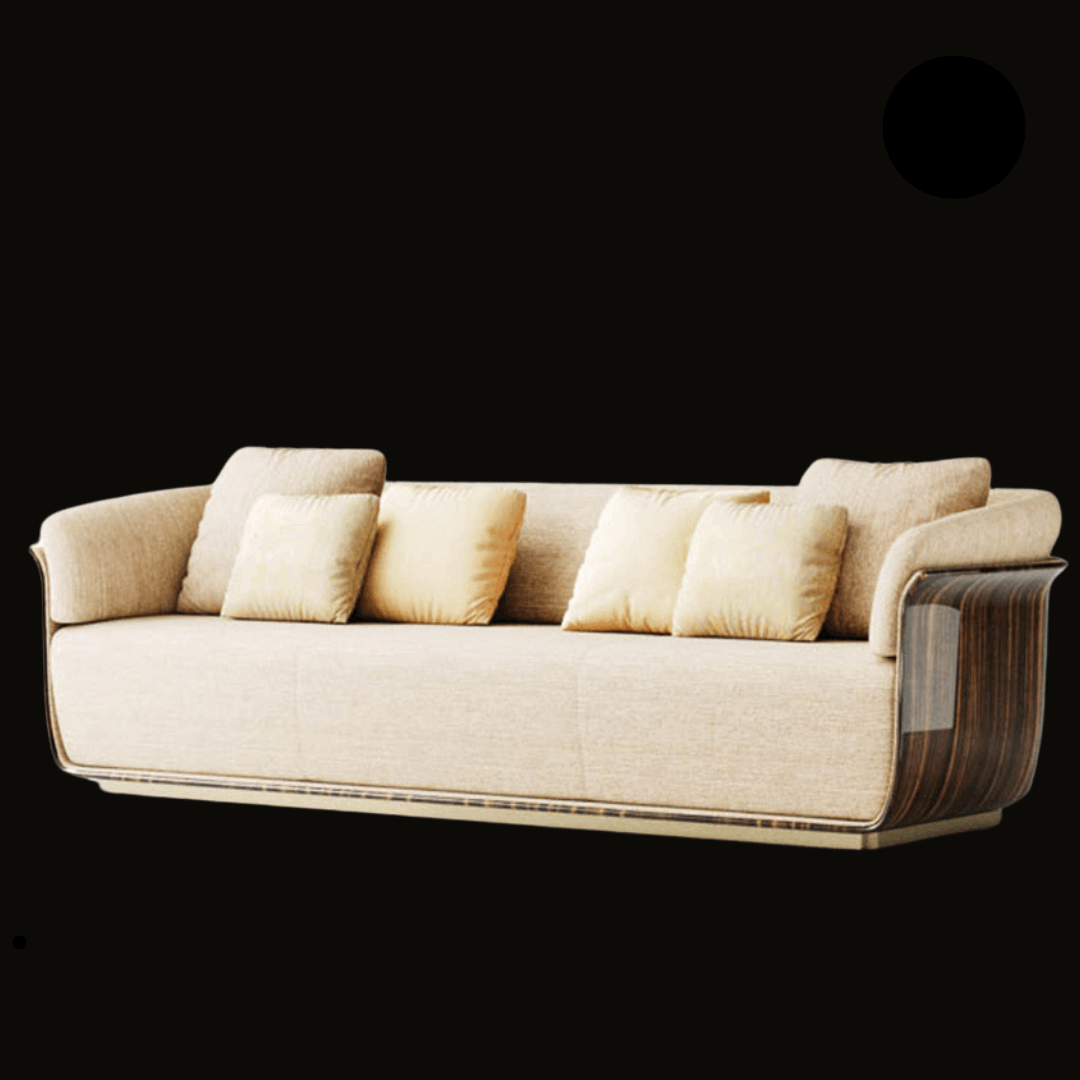Luxury beige upholstered sofa with gold accents – modern living room furniture - Provance Decoration