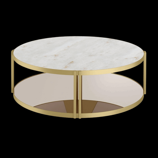 Round Coffee Table with Gold Base and Marble Top | Provance - Provance Decoration