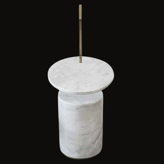 Marble Side Table with Stainless Steel Accent - Provance Decoration