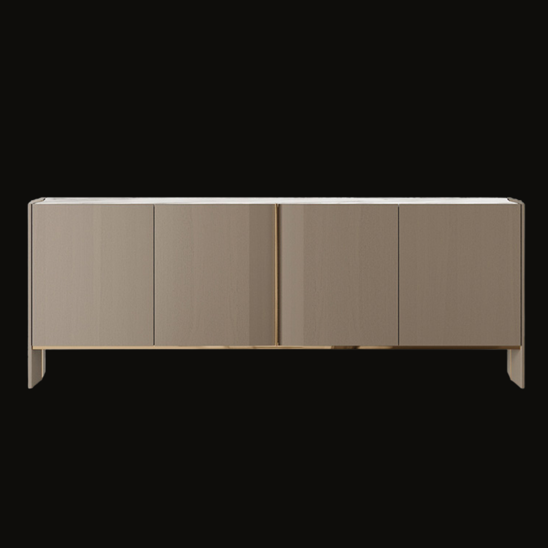 Minimalist Beige Buffet Sideboard – Elegant Design with Marble Top - Provance Decoration
