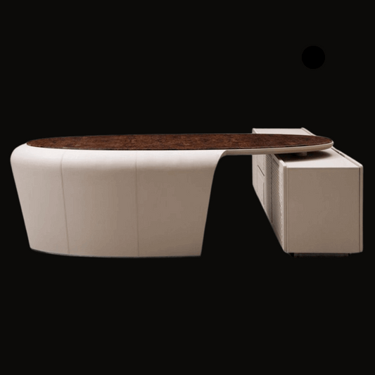 Modern Executive Office Desk – Luxury Wood and Leather Finish - Provance Decoration