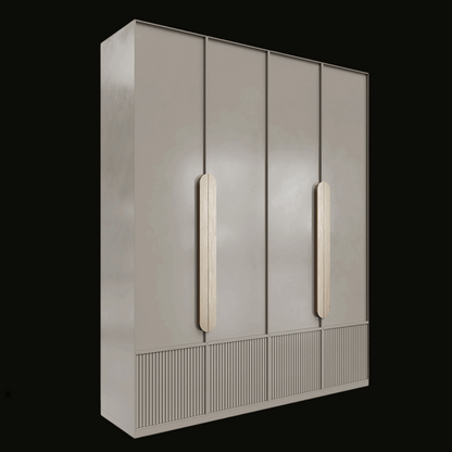 Modern Minimalist Wardrobe with Beige Finish and Vertical Handles - Handcrafted Contemporary Closet - Provance Decoration