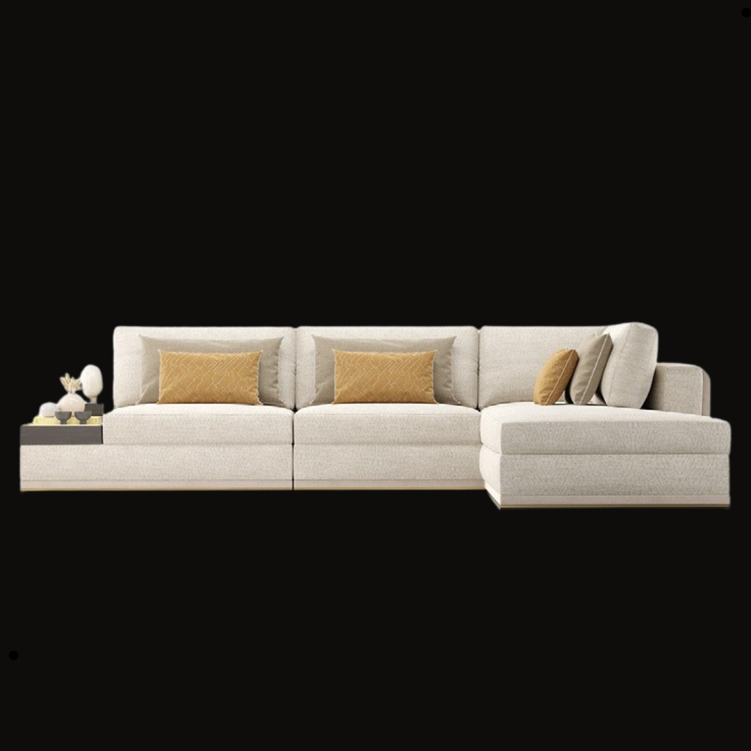 Modern Beige Sectional Sofa with Side Table | Provance - Provance Decoration