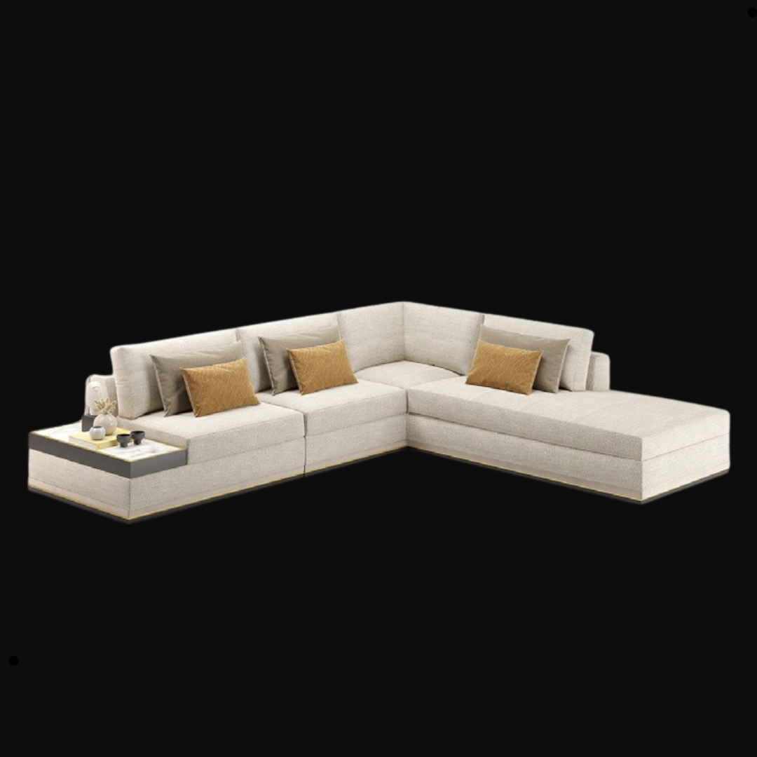 Modern Beige Sectional Sofa with Side Table | Provance - Provance Decoration