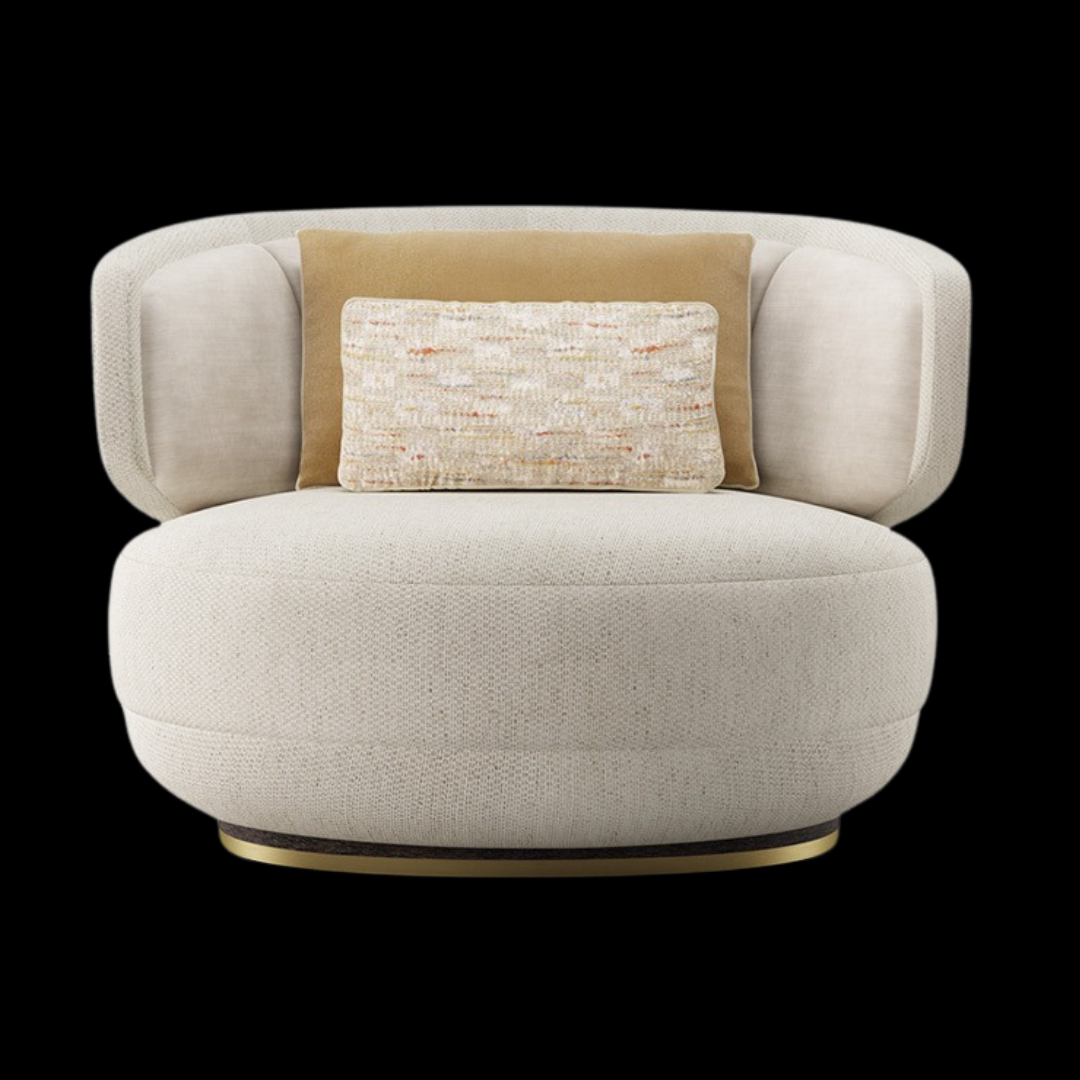 Modern Beige Swivel Armchair with Cushions | Provance - Provance Decoration