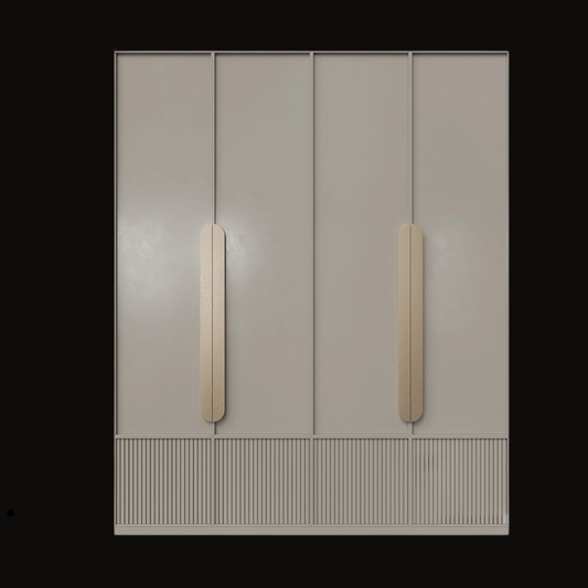 Modern Minimalist Wardrobe with Beige Finish and Vertical Handles - Handcrafted Contemporary Closet - Provance Decoration