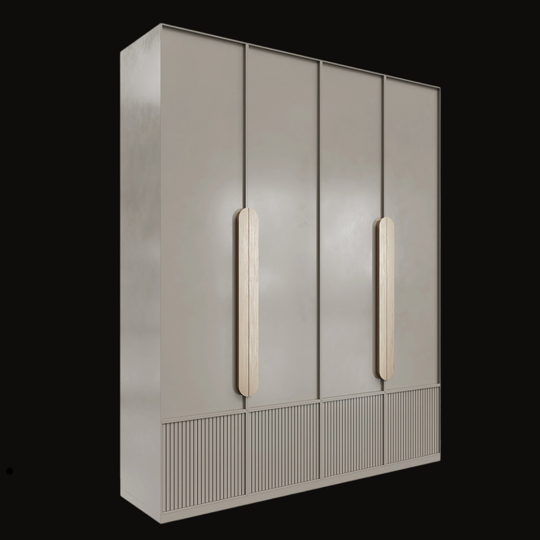 Modern Minimalist Wardrobe with Beige Finish and Vertical Handles - Handcrafted Contemporary Closet - Provance Decoration