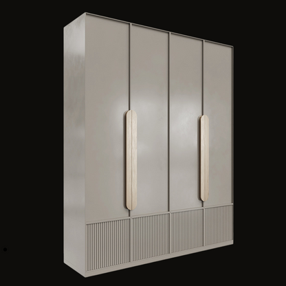 Modern Minimalist Wardrobe with Beige Finish and Vertical Handles - Handcrafted Contemporary Closet - Provance Decoration